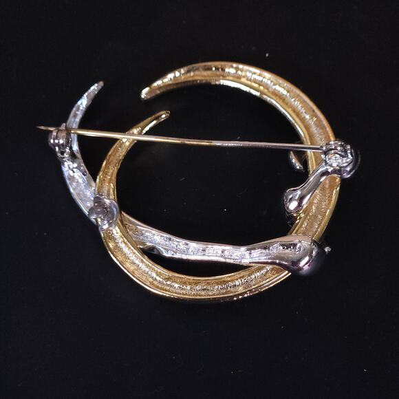 Sleek Vintage Silver-Tone Crescent Brooch - Modernist Lunar Design - Picture 9 of 10